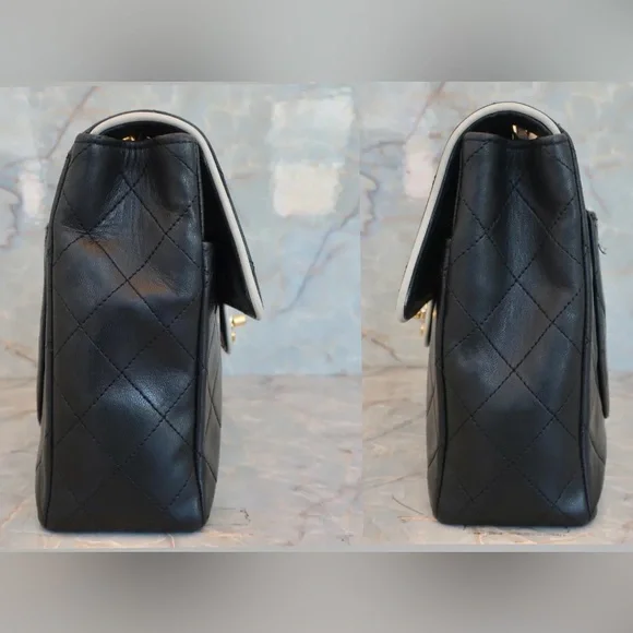 AUTHENTIC CHANEL single flap lambskin matelasse black shoulder bag 24k gold - Picture 12 of 16